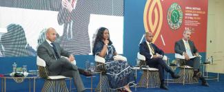 Senior Director Chinelo Anohu (second left) with Aly-Khan Jamal, Partner at the Boston Consulting Group (left), Cygnum Capital Executive Director Chris Kandie and SEFA head Joao Duarte Cunha (right) during a roundtable on making African infrastructure projects more bankable.